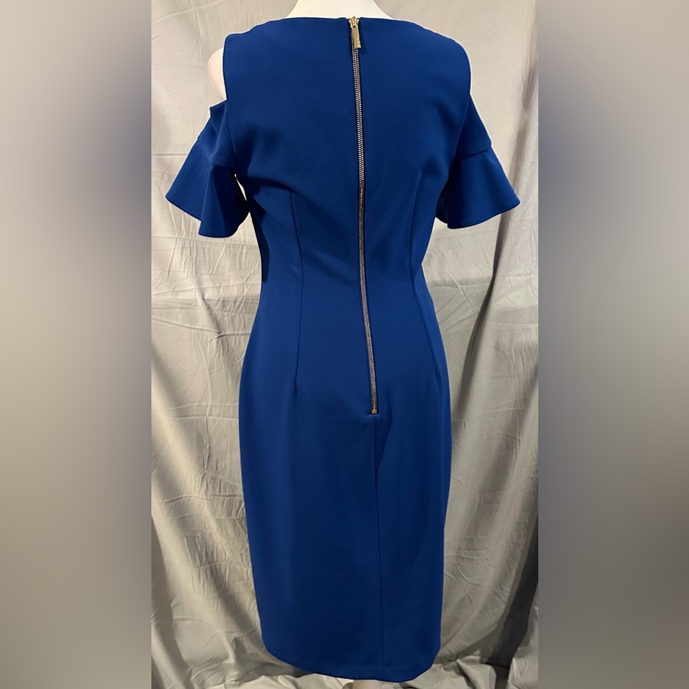 Calvin Klein Cold Shoulder Blue Midi Dress - Picture 3 of 3